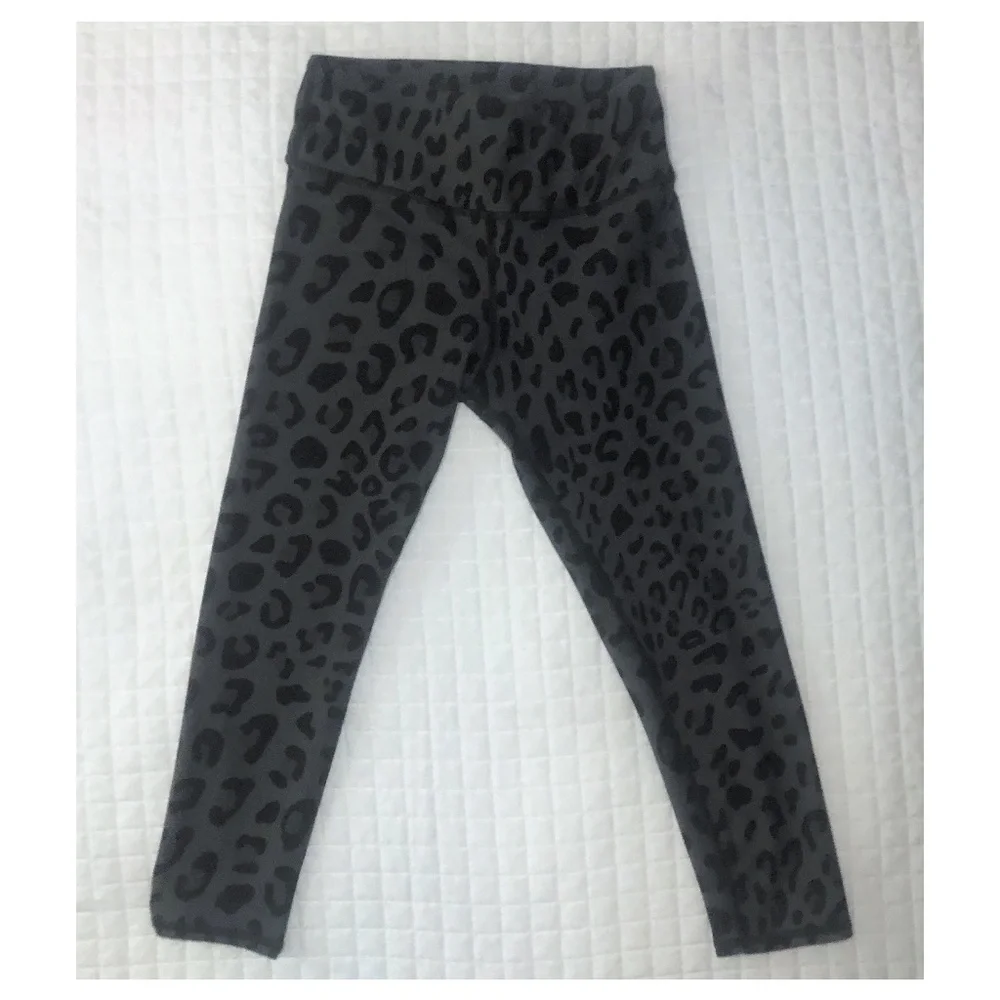 Becco Grey & Black Animal Print Leopard Leggings - Picture 2 of 5